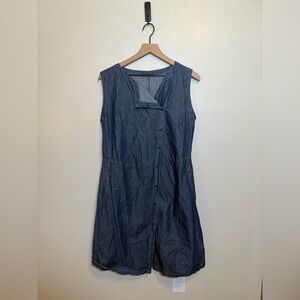 OSKA Asymetrical Button Down‎ Denim Shirt Dress
